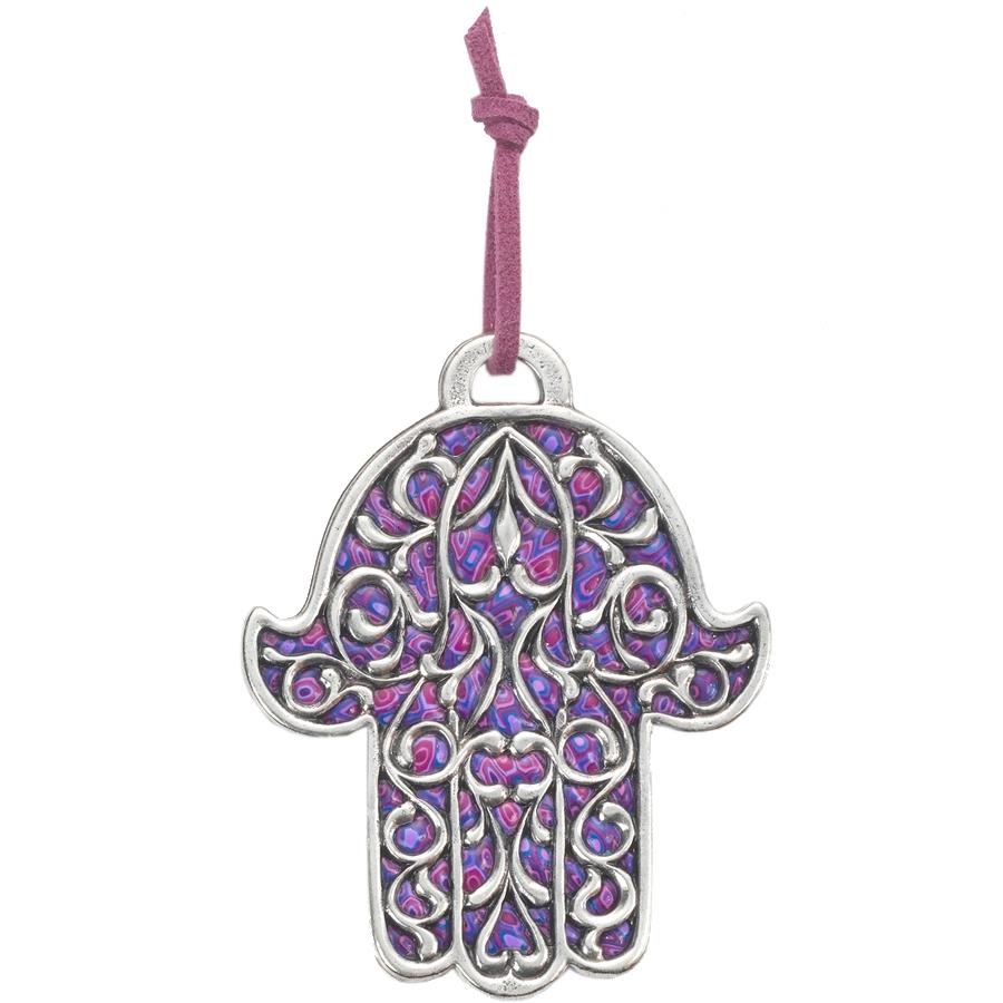 Adina Plastelina House Blessing Pewter Hamsa - Purple main product photo