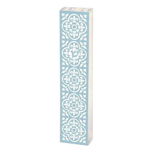 Dorit Judaica Acrylic Mezuzah Case with Aluminum Front - Blue Garden main product photo