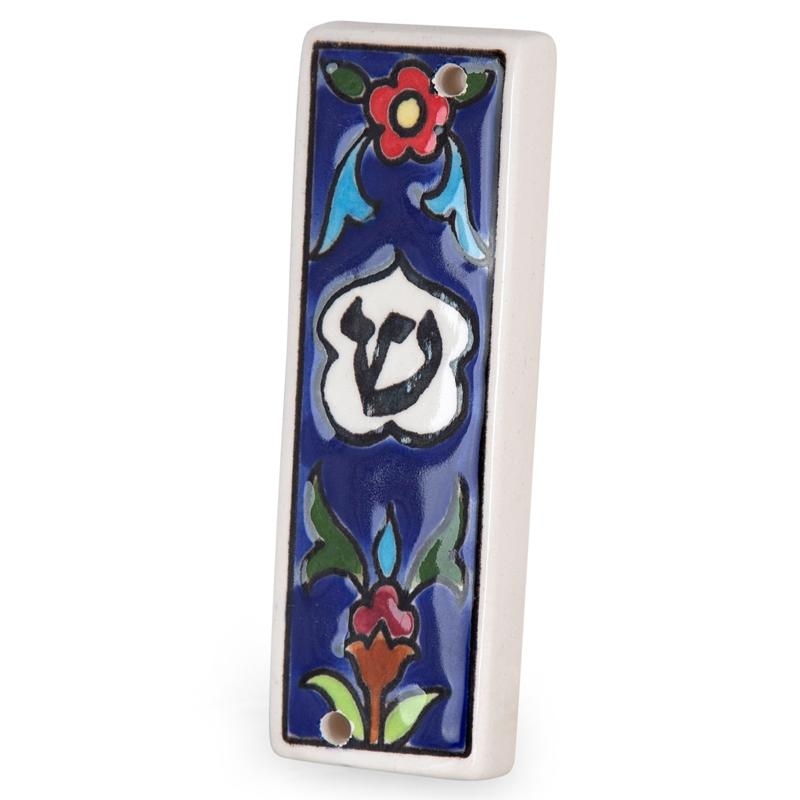 Armenian Ceramic Night Flowers Mezuza Case  main product photo