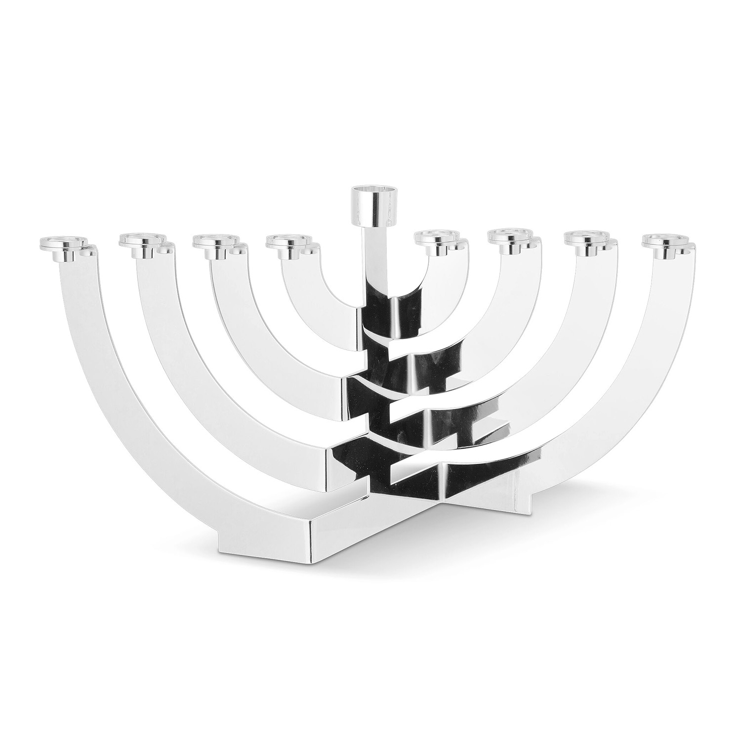 Modern Silver-Plated Oil Hanukkah Menorah with Round Branches by Hazorfim main product photo