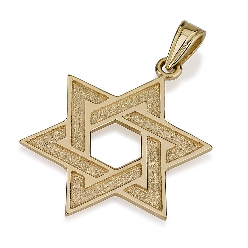 14K Gold Star of David with Maze Design Pendant main product photo