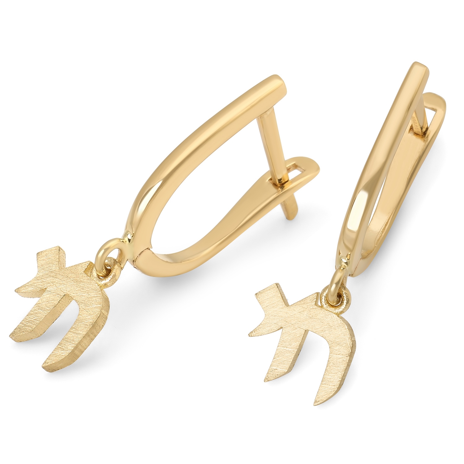 14K Gold Dangling Chai Earrings - Yellow or White Gold main product photo