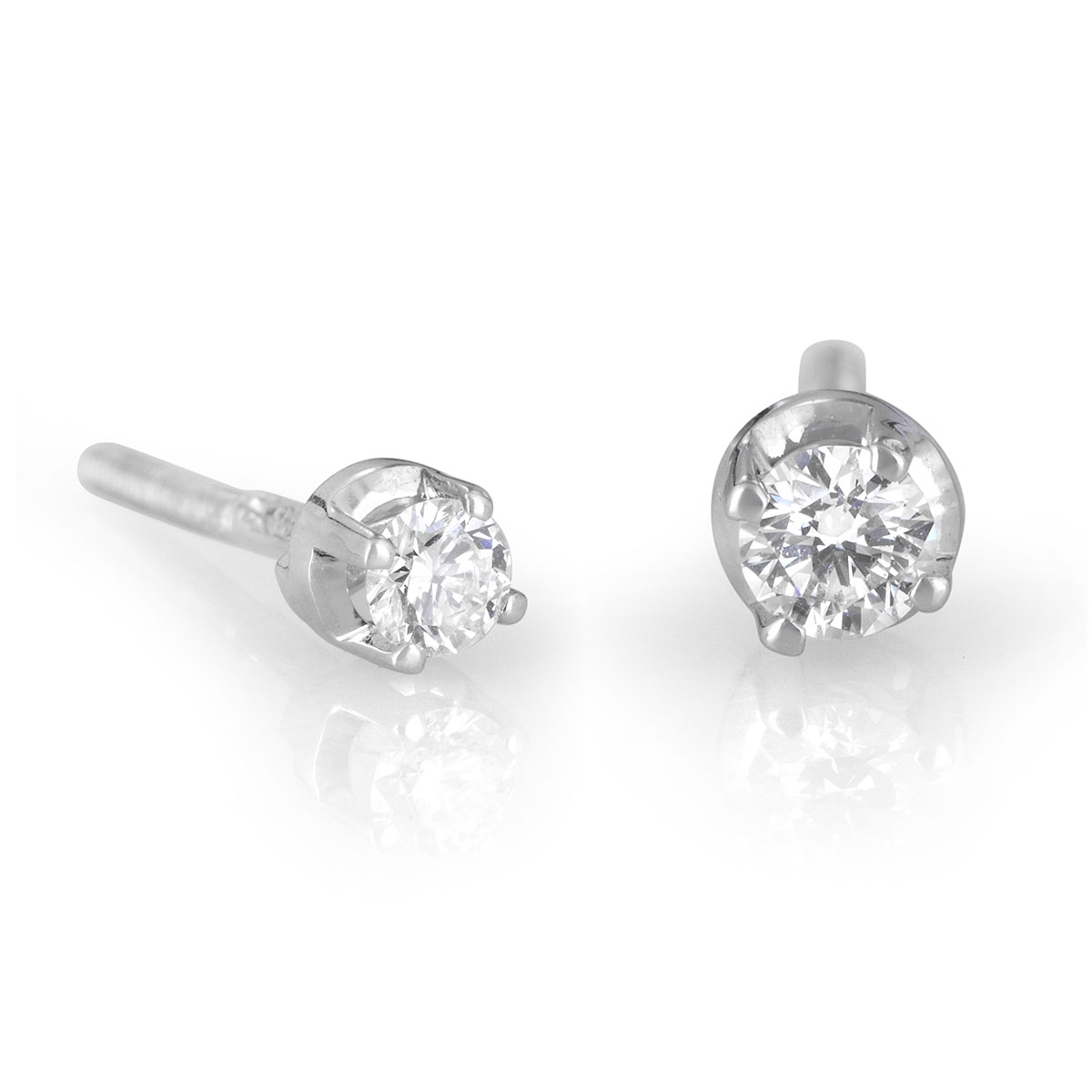 14K Gold 4-Prong Diamond Stud Earrings (Choice of Color) main product photo