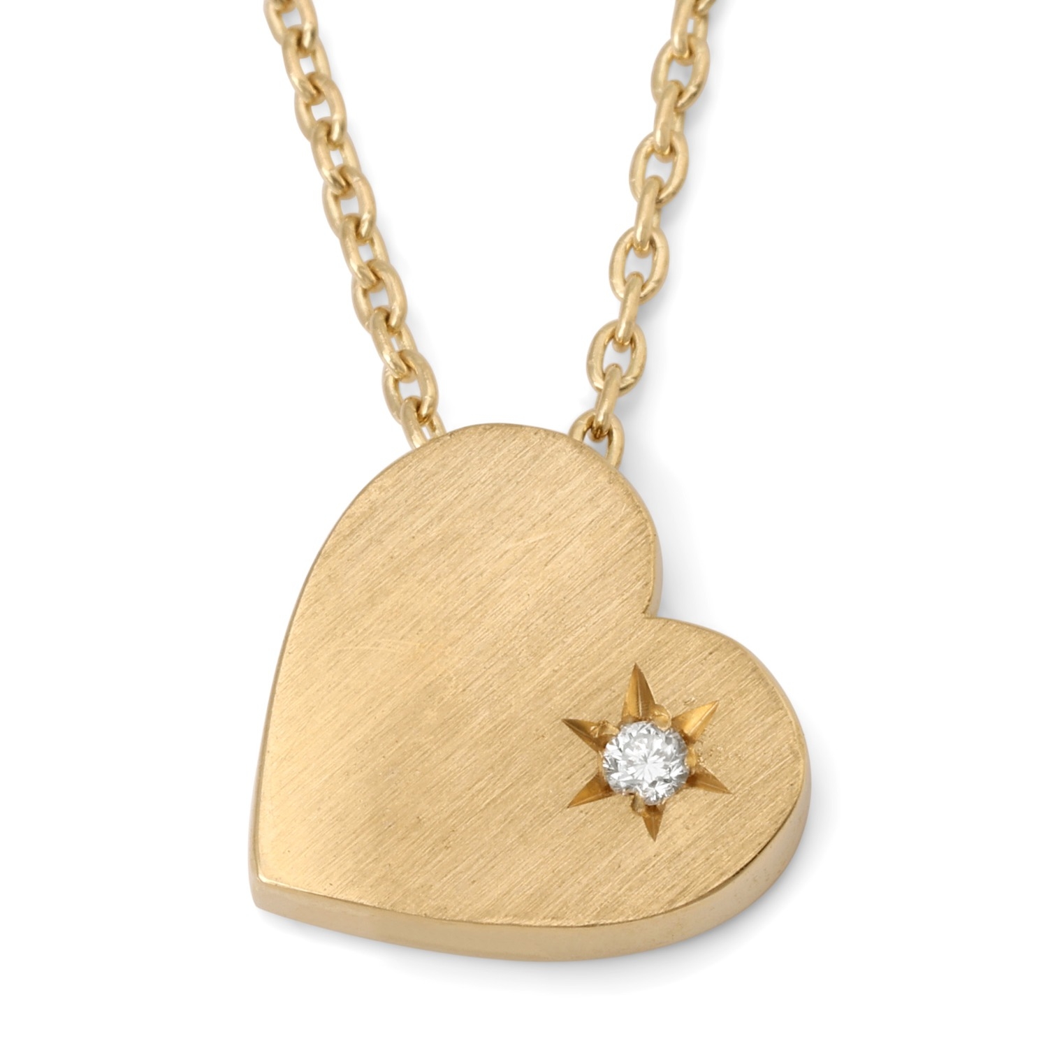 14K Gold Heart Necklace with Single Diamond main product photo