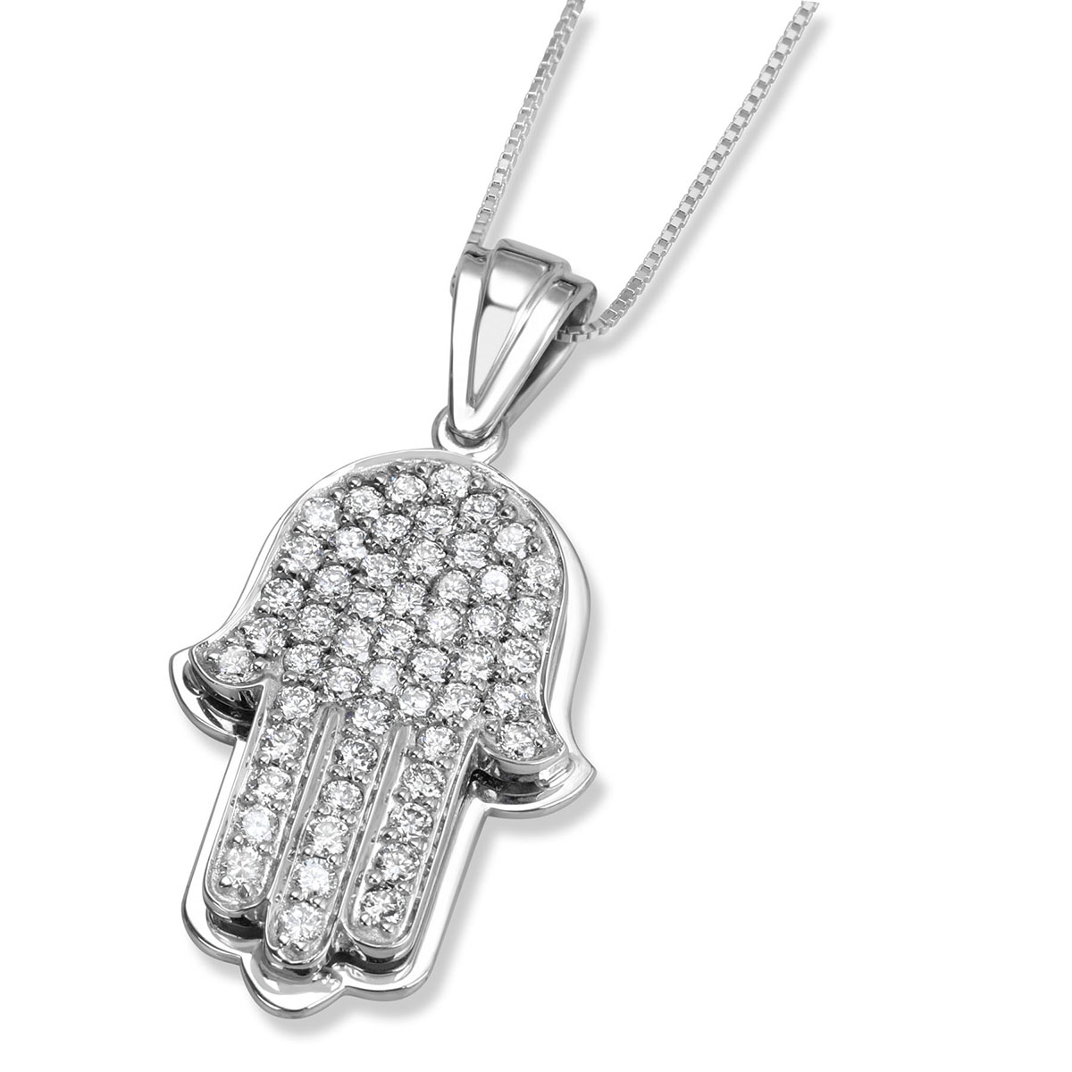 14K Gold Hamsa Pendant with 54 Diamonds main product photo