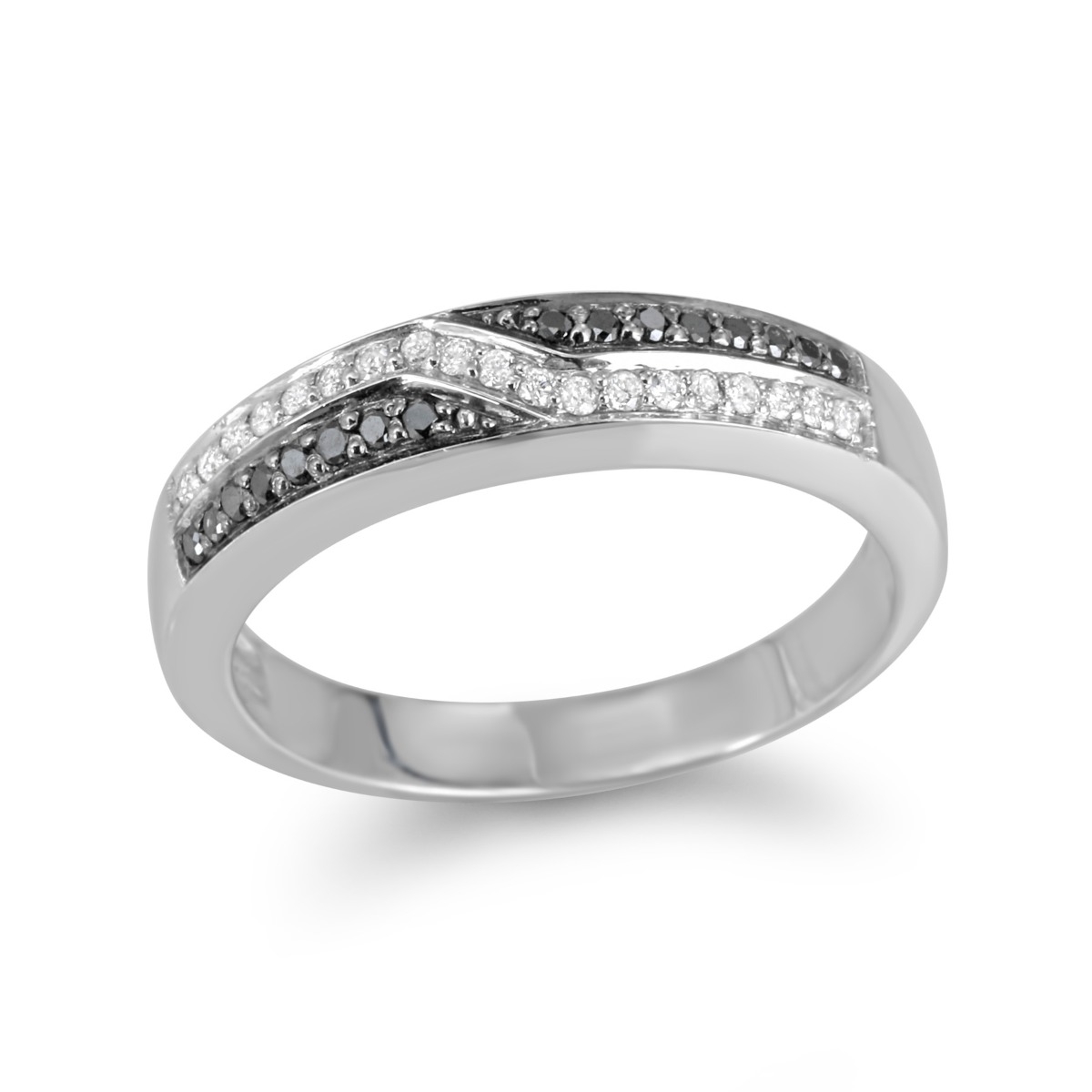 14K White Gold Ring With Intersecting Diamond Design main product photo