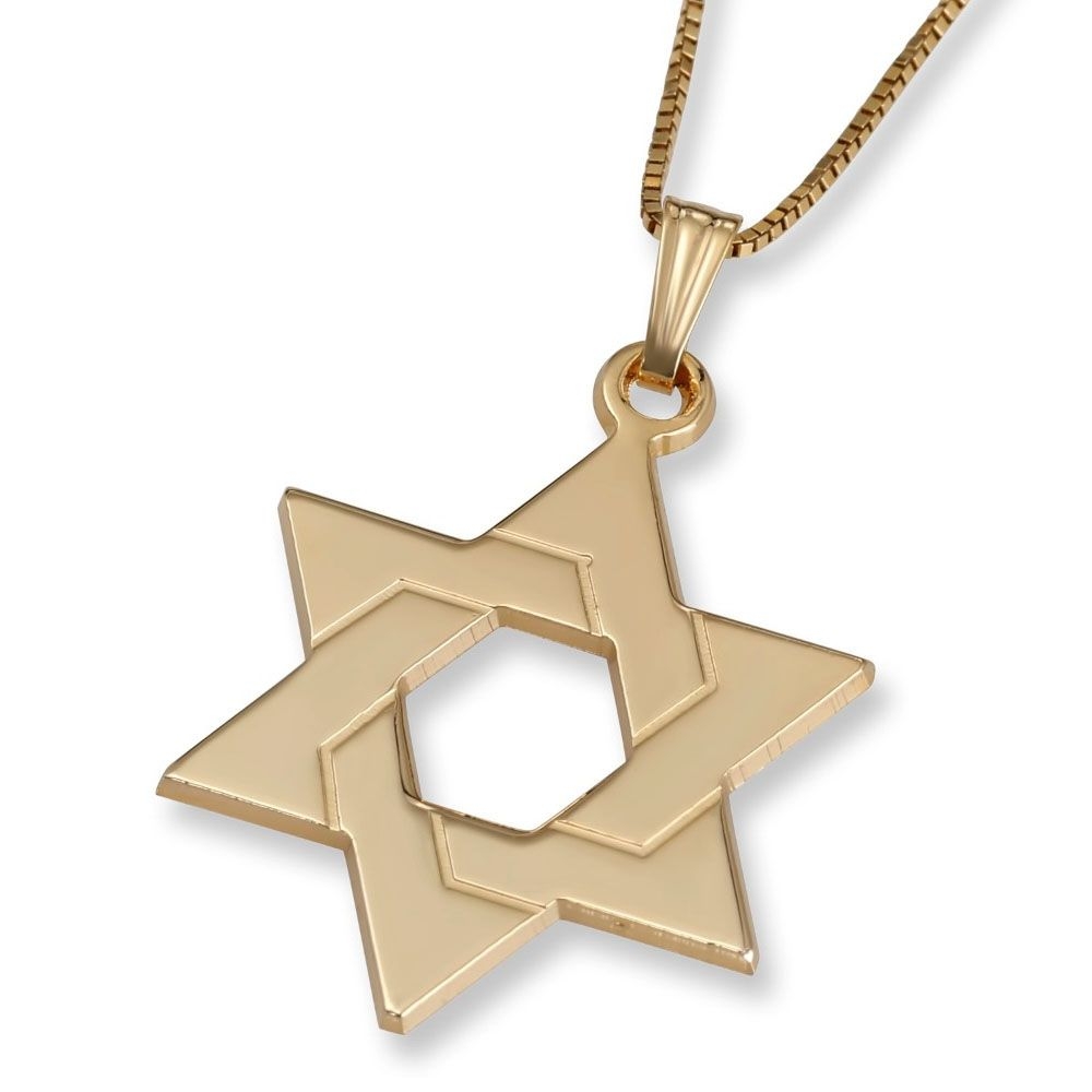 14K Gold Classic Interlocking Star of David Pendant Necklace main product photo