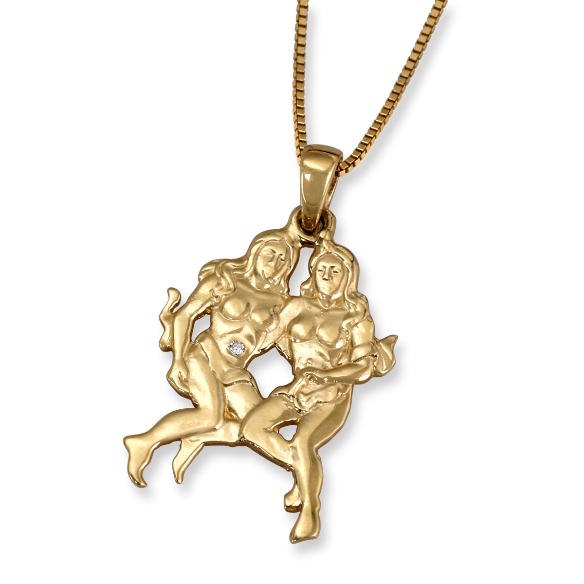 14K Yellow Gold Zodiac Gemini Pendant with Diamond Accent main product photo