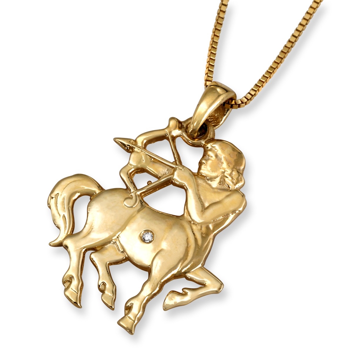 14K Yellow Gold Zodiac Sagittarius Pendant with Diamond Accent main product photo