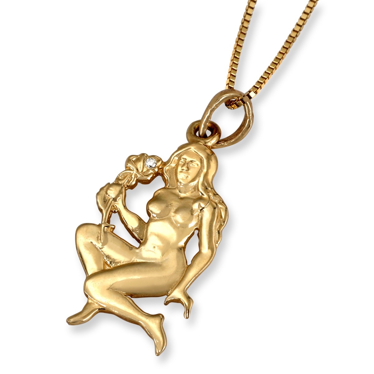 14K Yellow Gold Zodiac Virgo Pendant with Diamond Accent main product photo