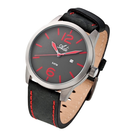 Adi Black and Red Watch with Leather Strap main product photo