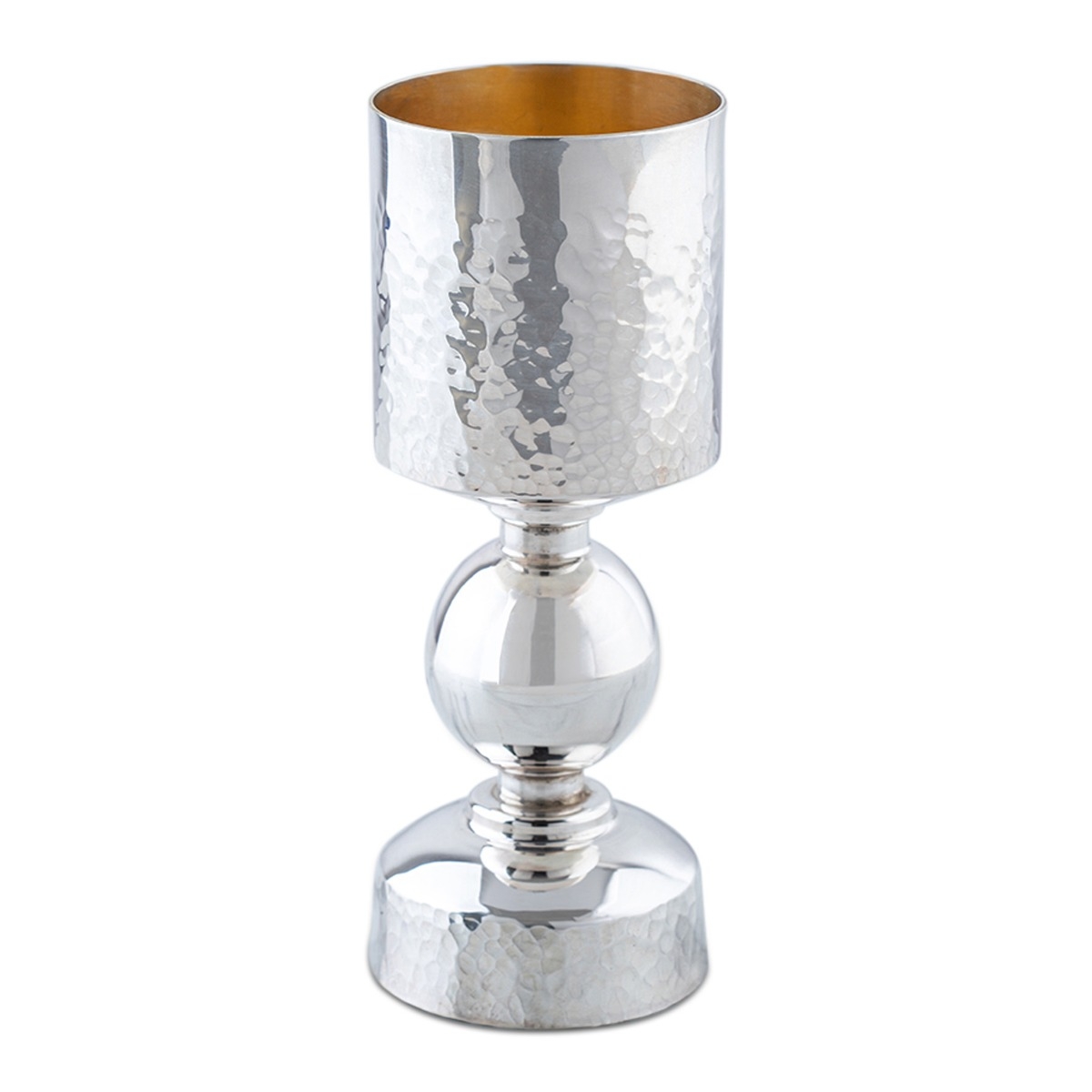 Bier Judaica 925 Sterling Silver Hammered Kiddush Cup with Optional Saucer main product photo