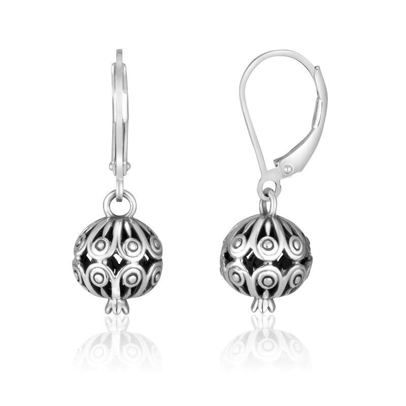 Sterling Silver Dangling Upside-Down Pomegranate Earrings main product photo
