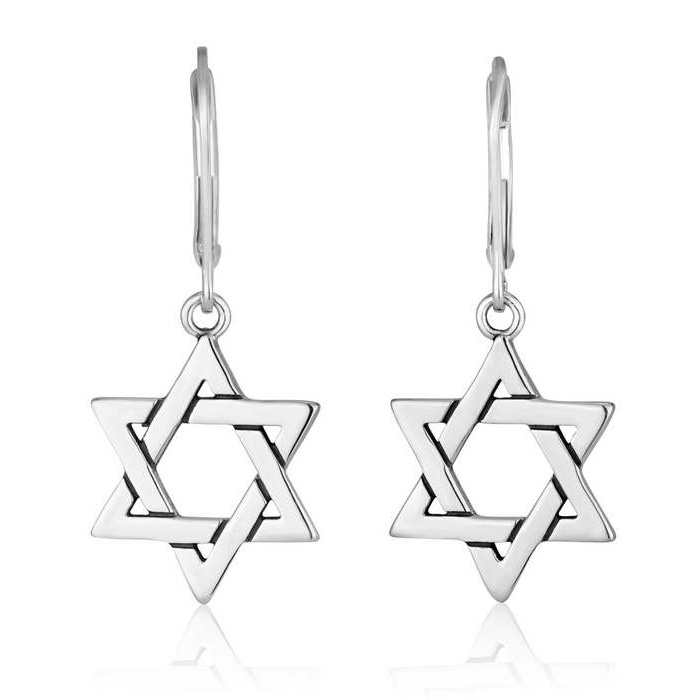 Sterling Silver Dangling Star of David Earrings main product photo