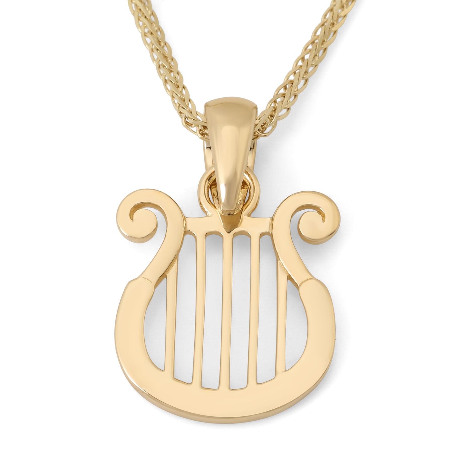 14K Yellow Gold David's Harp Pendant main product photo