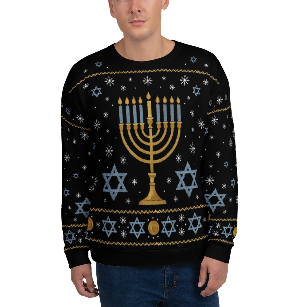 Hanukkah Menorah and Star of David Sweatshirt main product photo