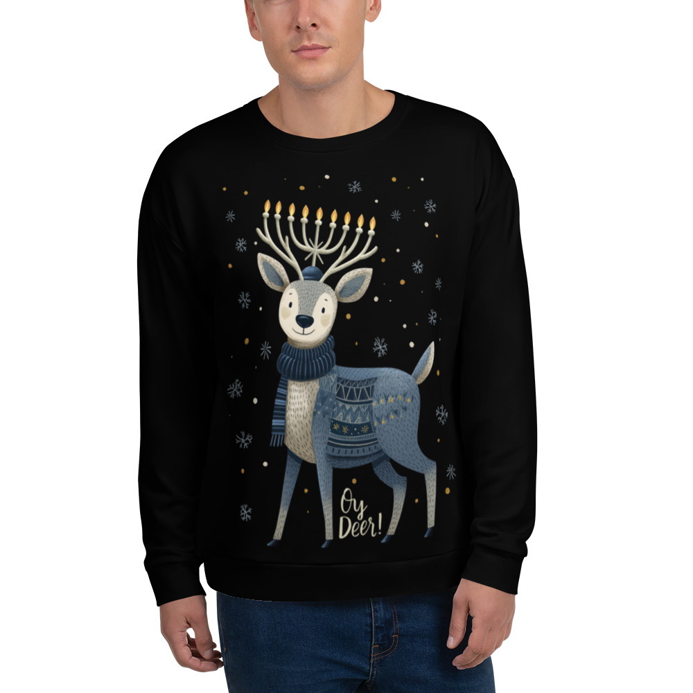 Oy Deer Hanukkah Sweatshirt main product photo