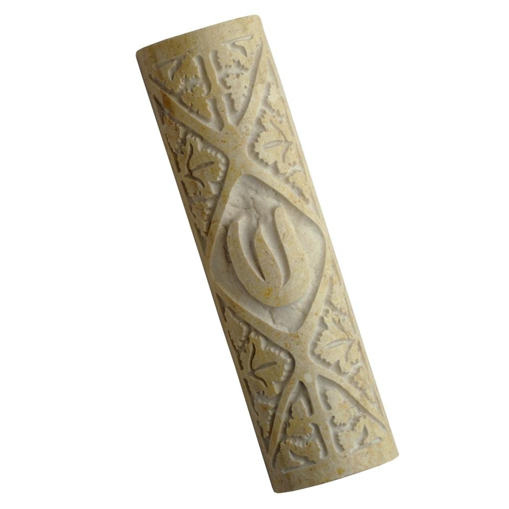 Autumn: Engraved Jerusalem Stone Mezuzah Case. Caesarea Arts main product photo