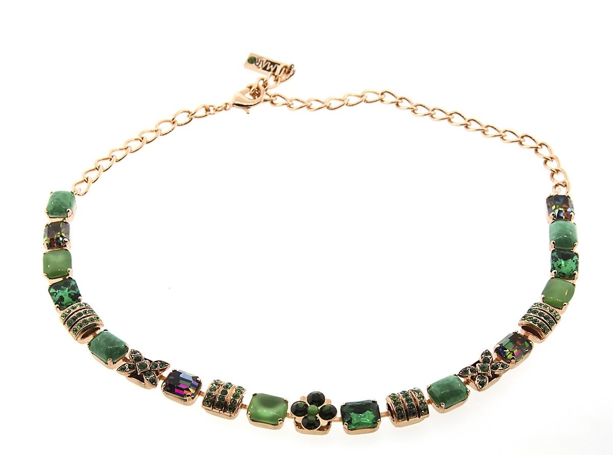 Deep Forest: Gold Plated Necklace with Gems & Flowers by AMARO main product photo