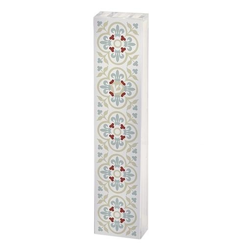 Dorit Judaica Acrylic Mezuzah Case with Aluminum Front - White & Beige Flowers main product photo