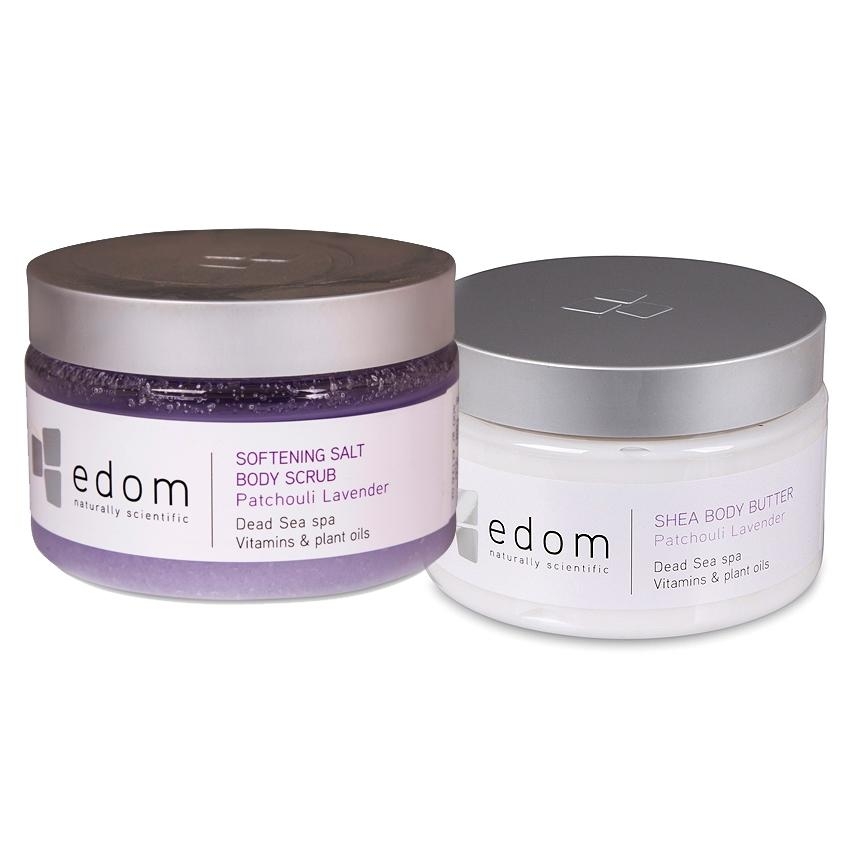 Edom Dead Sea Spa Beauty Body Scrub (Lovelight Lavender) and Shea Body Butter (Patchouli Lavender) main product photo