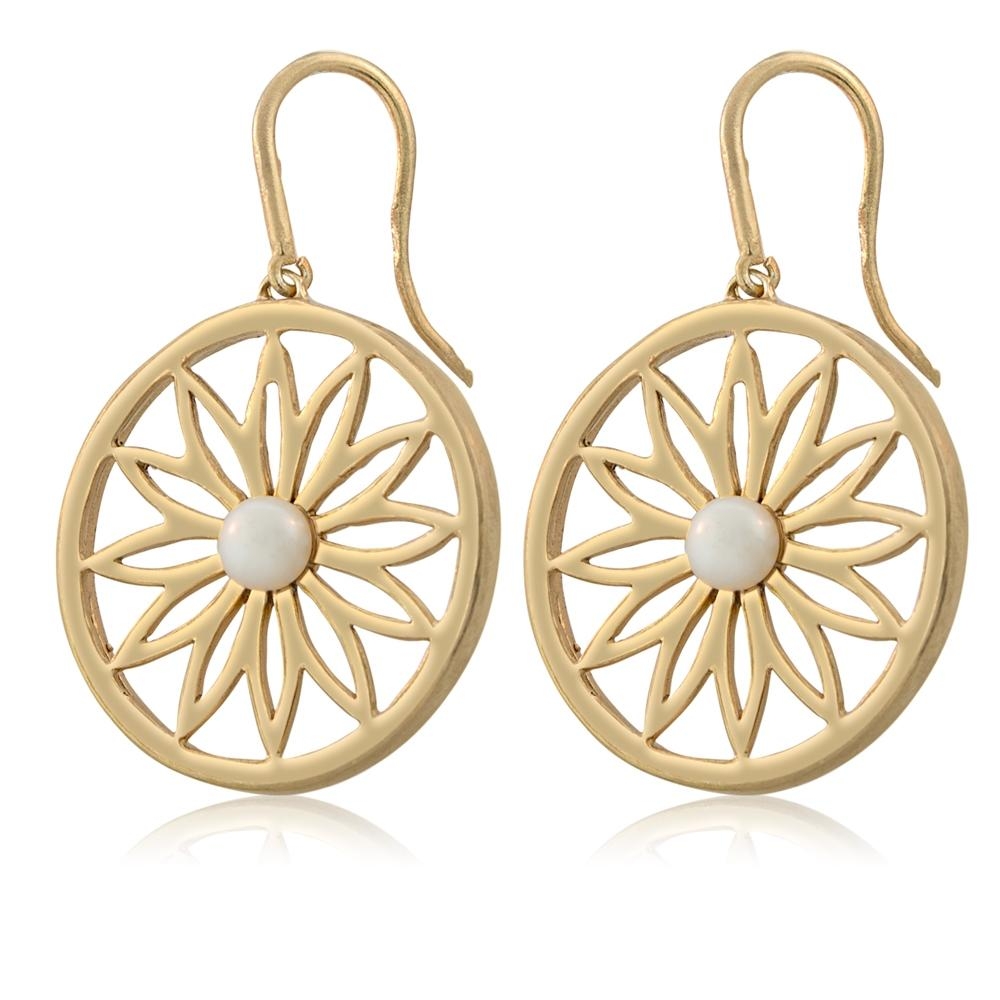 Flower: 24K Gold Plated and Pearl Earrings main product photo