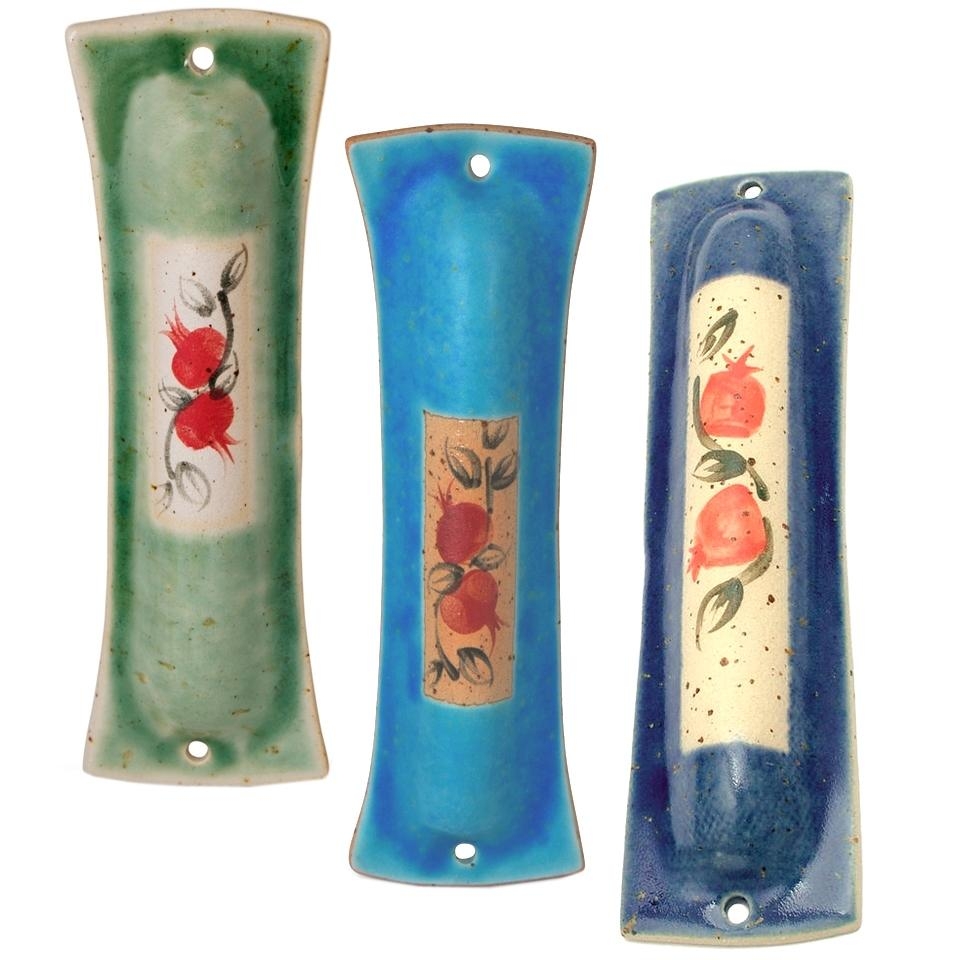 Handmade Ceramic Mezuzah Case with Pomegranates main product photo