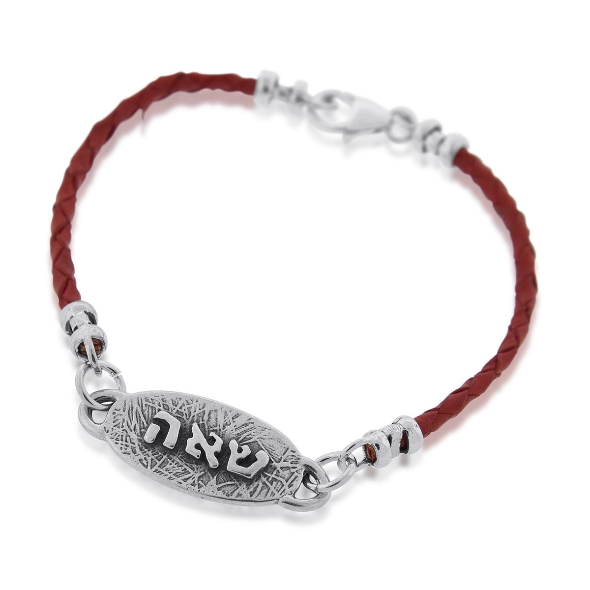 Soulmate: Sterling Silver & Leather Kabbalah Bracelet main product photo