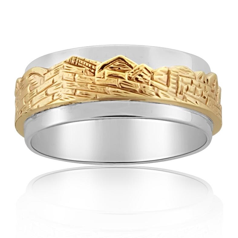 Sterling Silver and Gold Panoramic Old Jerusalem Ring main product photo
