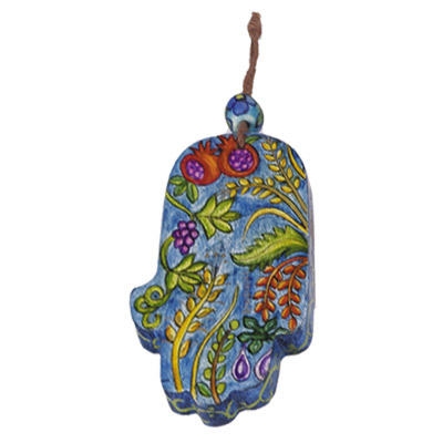 Yair Emanuel Small Wood Painted Hamsa - 7 Species main product photo