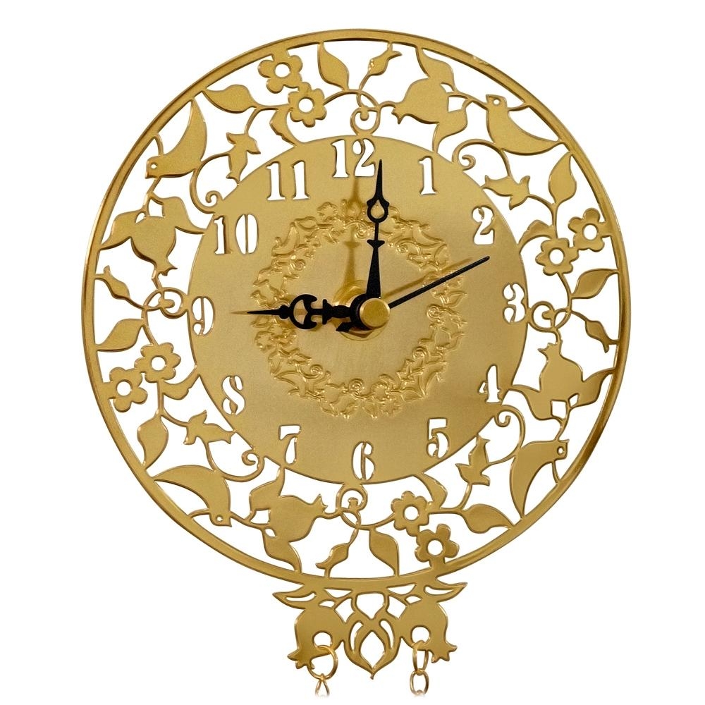 Yealat Chen 24K Gold Plated Wall Clock - Birds and Pomegranates main product photo