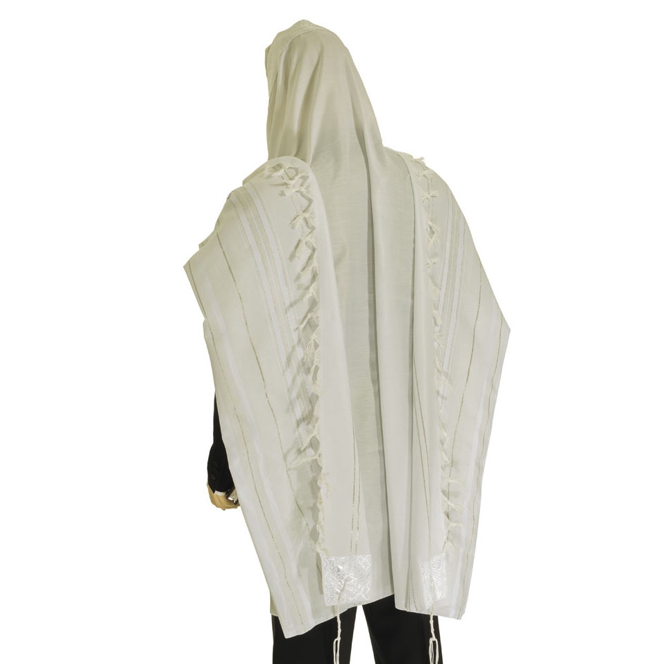 Talitnia Acrylic Tallit - White and Silver main product photo
