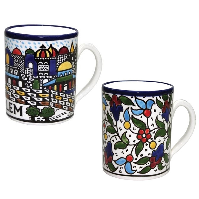2 Hand-painted Armenian Ceramic Coffee Mugs main product photo