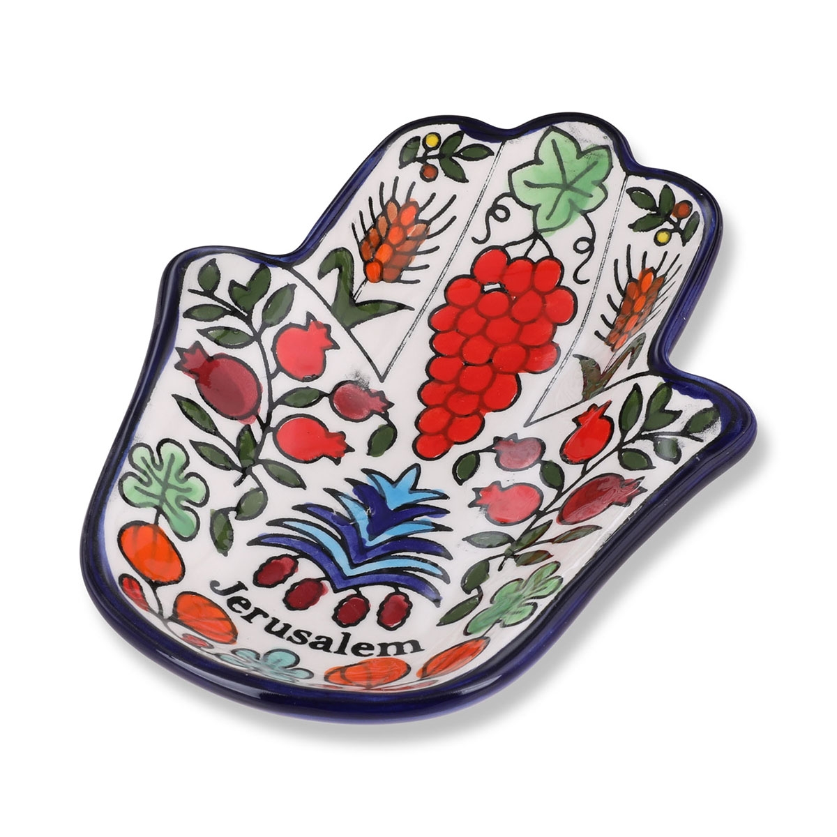 Armenian Ceramic Hamsa and Jerusalem Bowl – Seven Species  main product photo