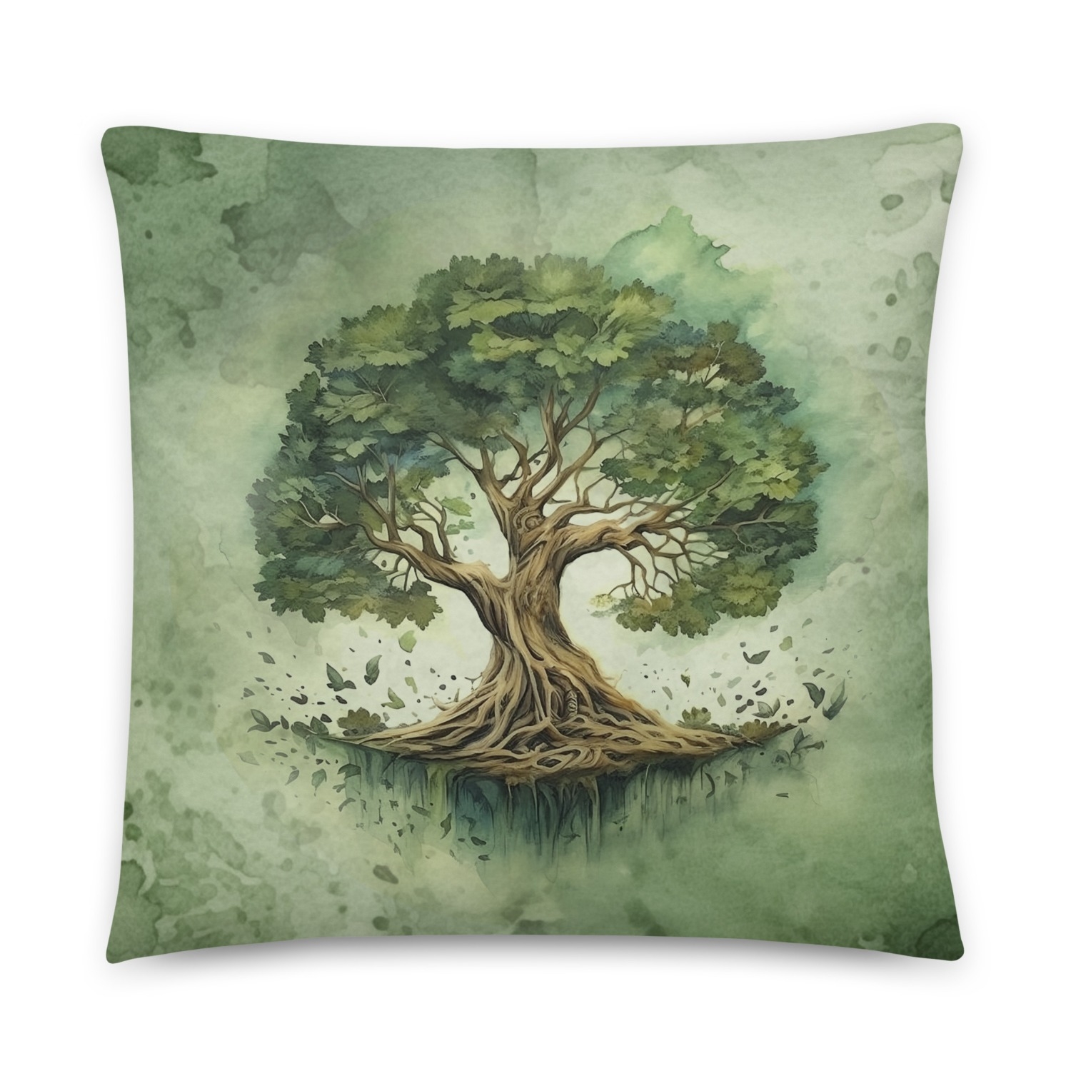 Blooming Tree of Life Green Decorative Pillow main product photo