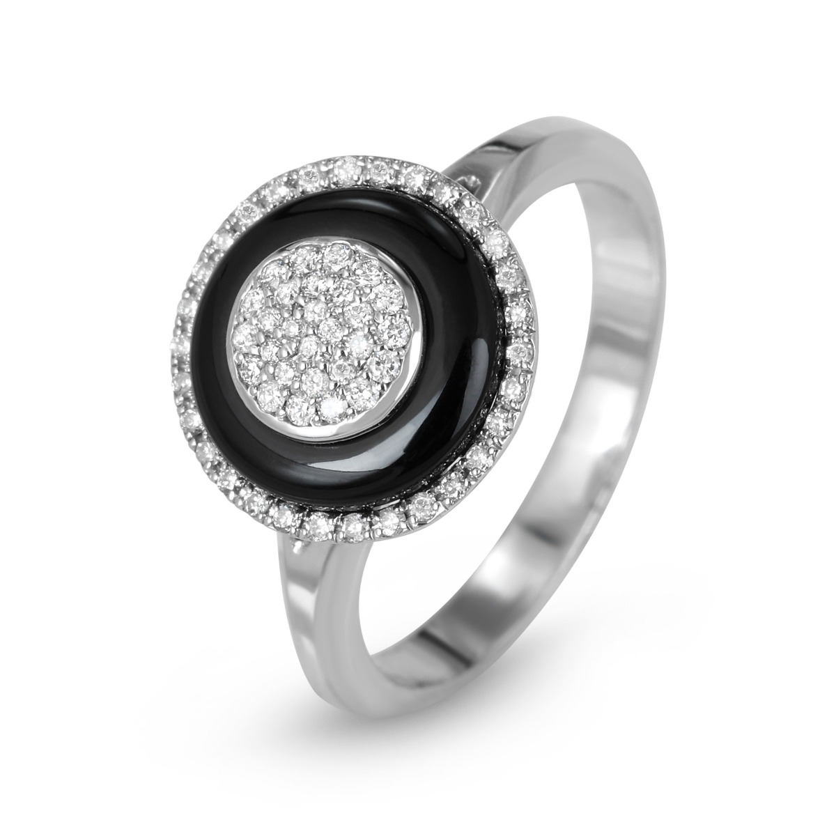 Anbinder 14K White Gold and Onyx Diamond Woman’s Ring main product photo