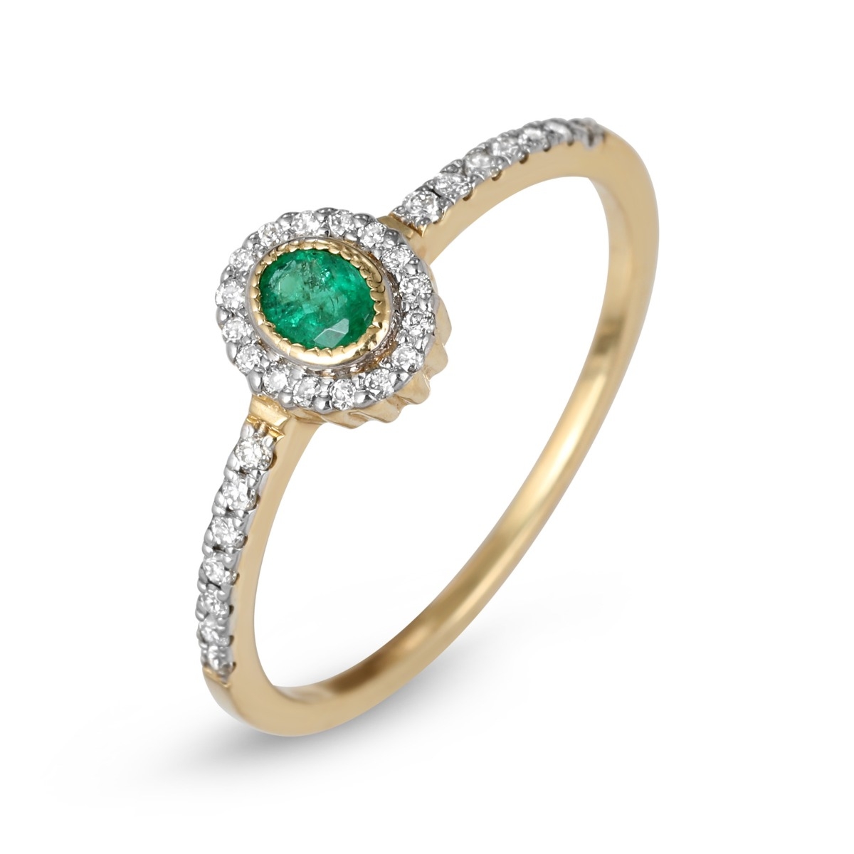 Anbinder 14K Yellow Gold Emerald and Diamond Engagement Ring main product photo