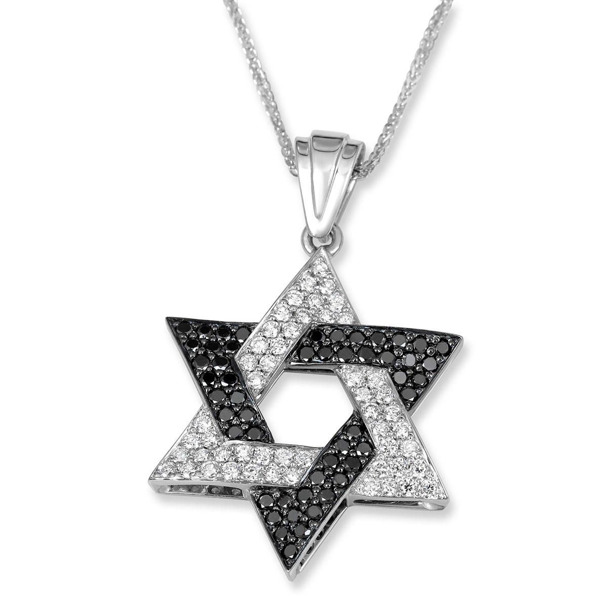 Anbinder Jewelry Designer 14K White Gold Star of David Pendant With White and Black Diamonds main product photo