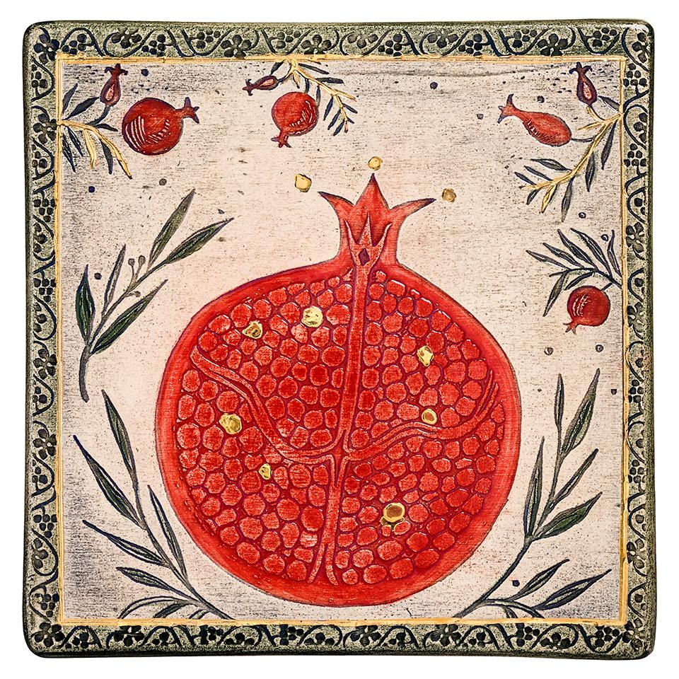 Art in Clay Limited Edition Handmade Ceramic Plaque Pomegranate Wall Hanging main product photo