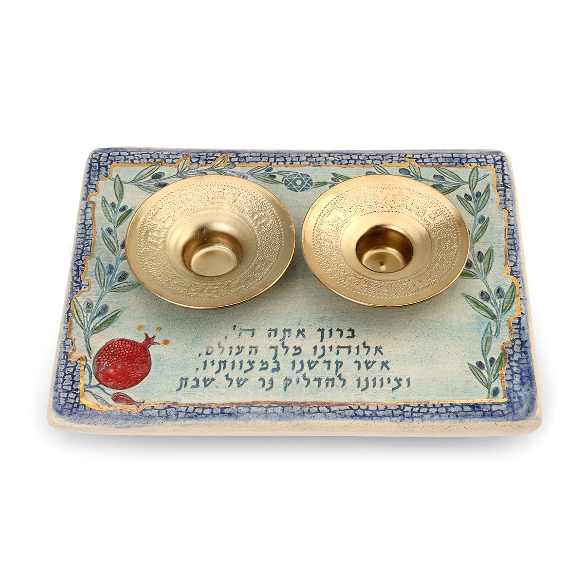 Art in Clay Limited Edition Handmade Ceramic Shabbat Candleholder Tray Plaque main product photo