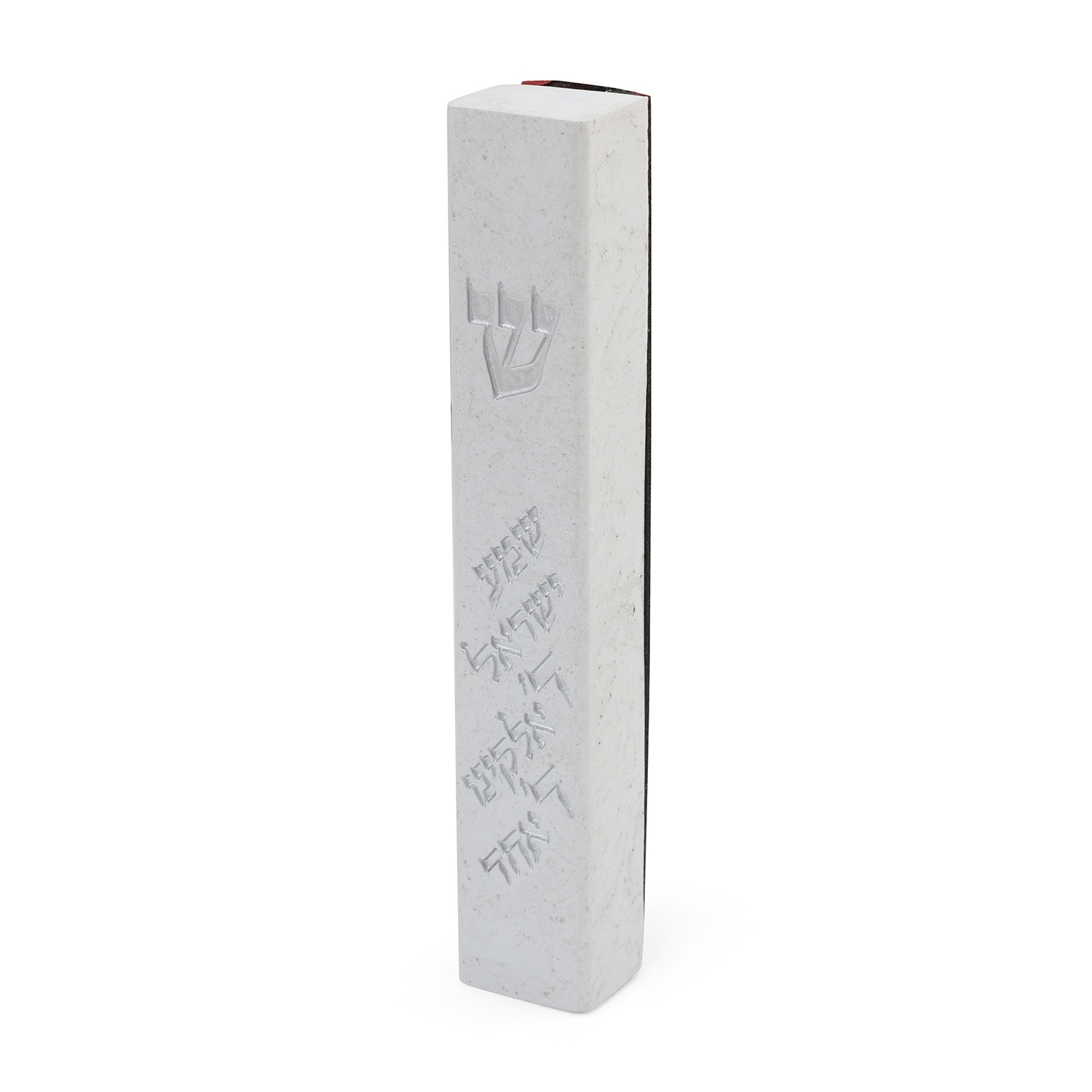 White Shema Yisrael Outdoor Mezuzah Case main product photo