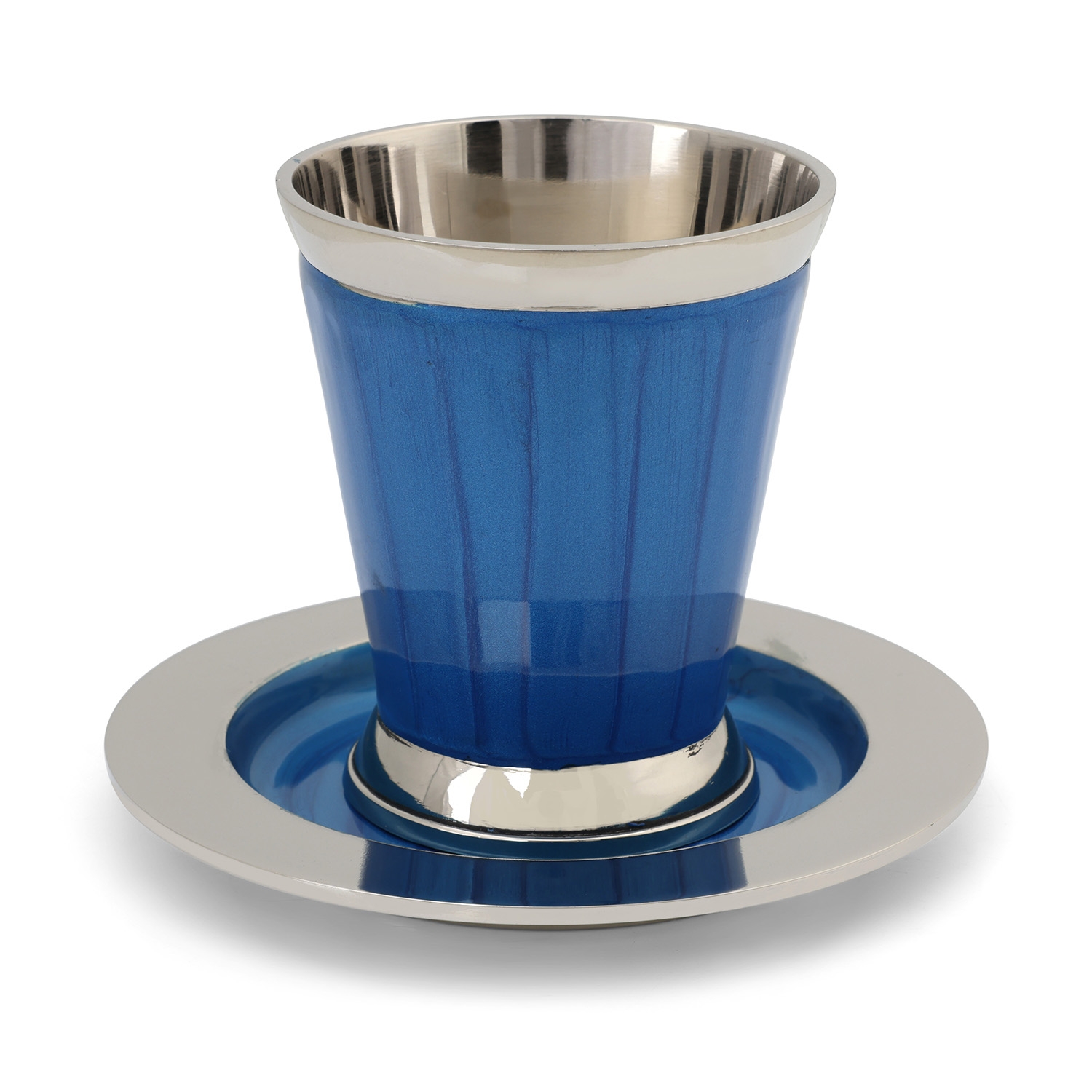 Aluminum Kiddush Cup with Saucer - Art Deco Design with Color Options main product photo