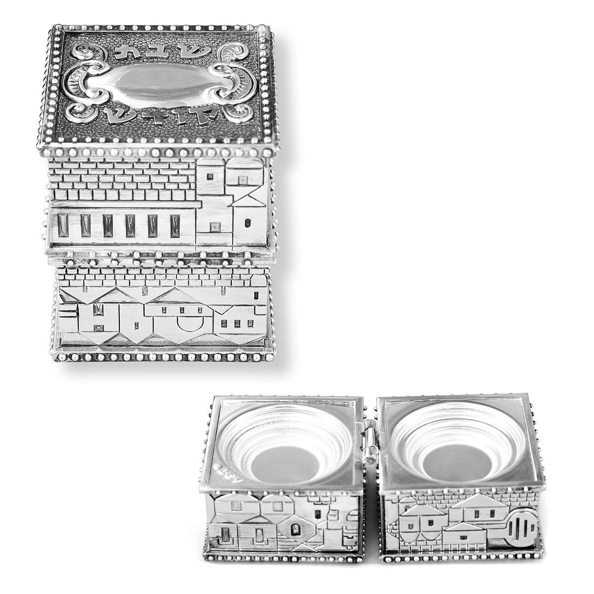 Compact Travel Shabbat Candlesticks with Jerusalem Design main product photo