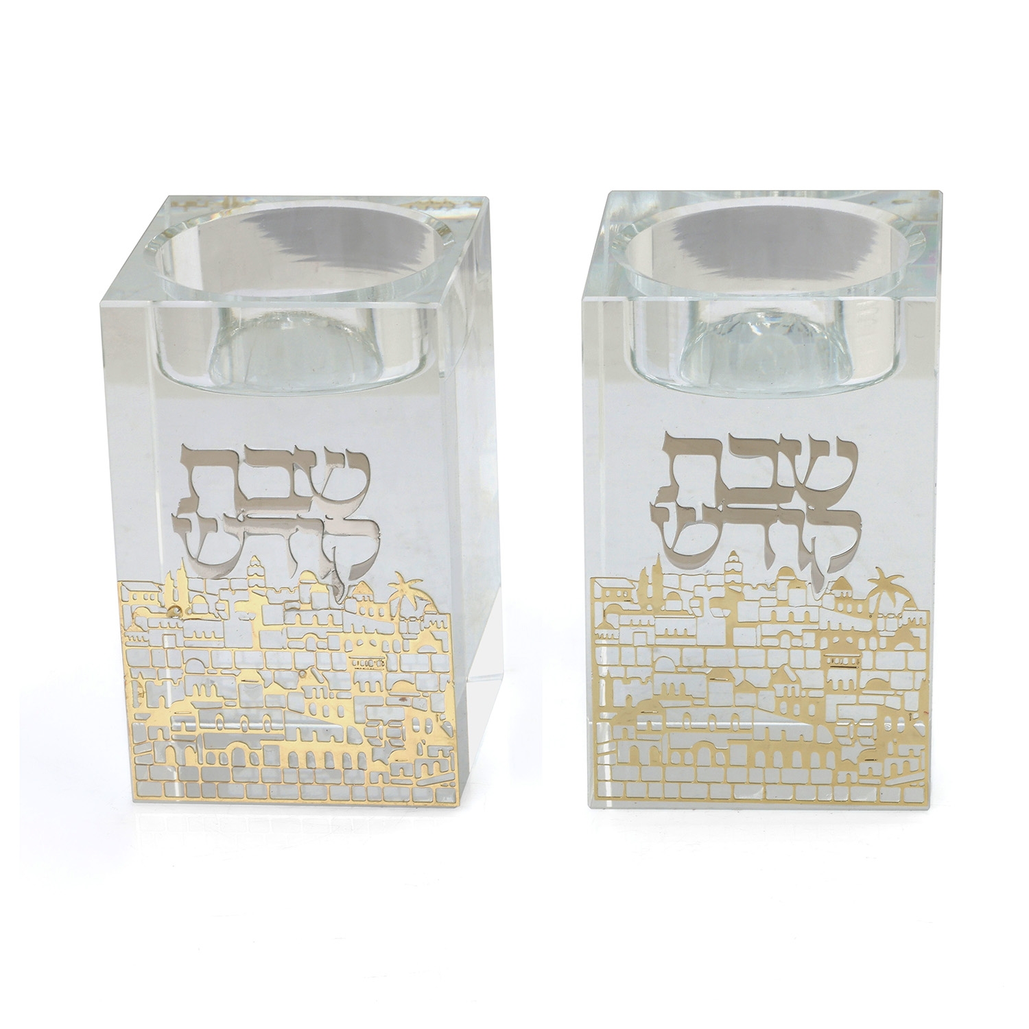 Crystal Holy Shabbat Candlesticks main product photo