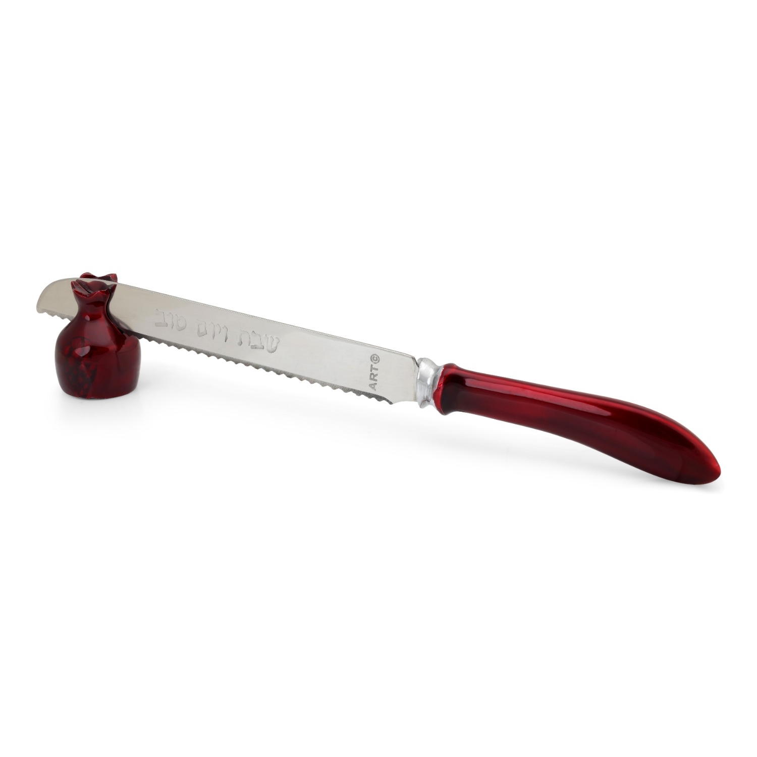 Aluminum Shabbat Knife with Pomegranate Stand main product photo