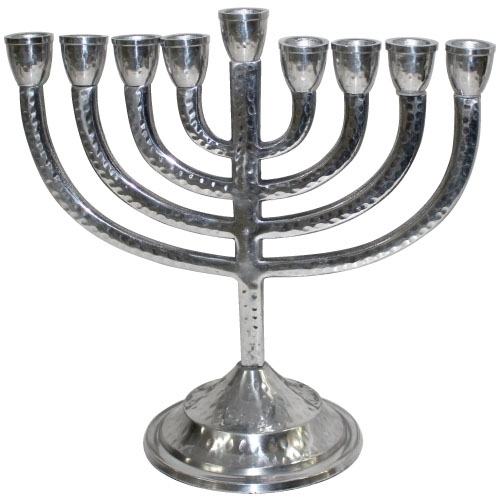 Hammered Silver-Colored Classic Menorah  main product photo
