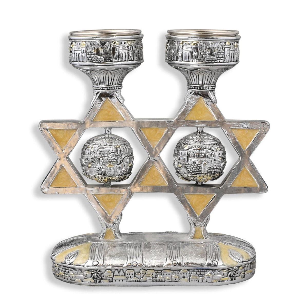 Star of David Jerusalem Enamel Candlesticks  main product photo
