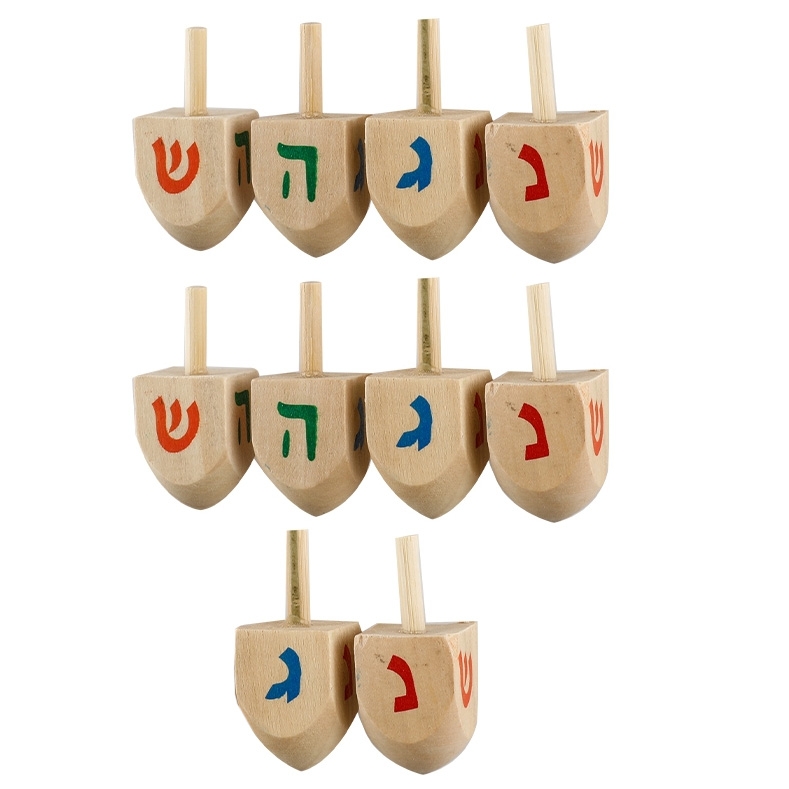 Set of 10 Wooden Dreidels main product photo