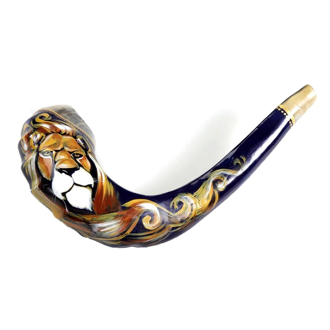 Barsheshet-Ribak Hand-Painted Shofar With Lion of Judah Design main product photo