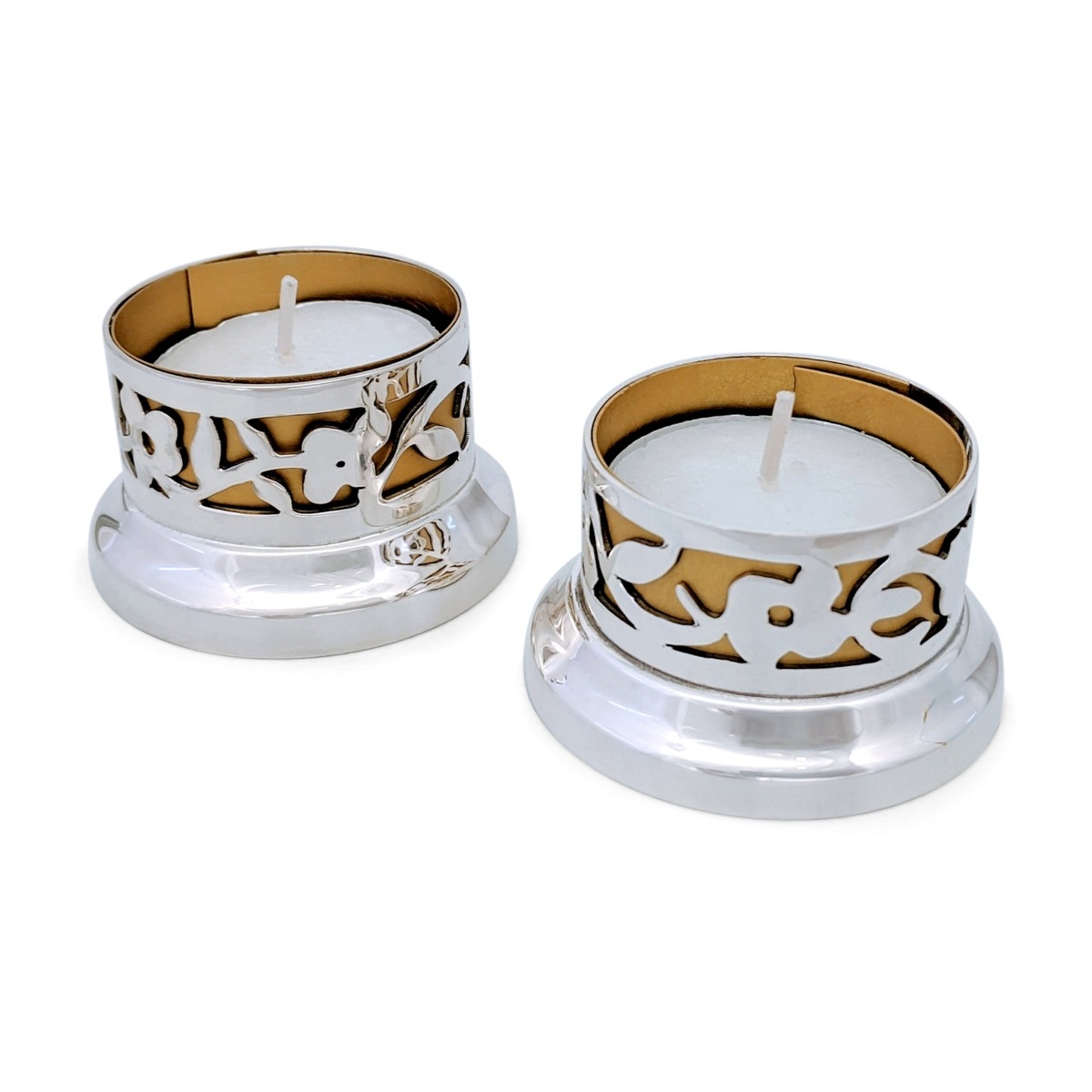 Bier Judaica 925 Sterling Silver Anodized Aluminum Floral Candlesticks – Choice of Color main product photo